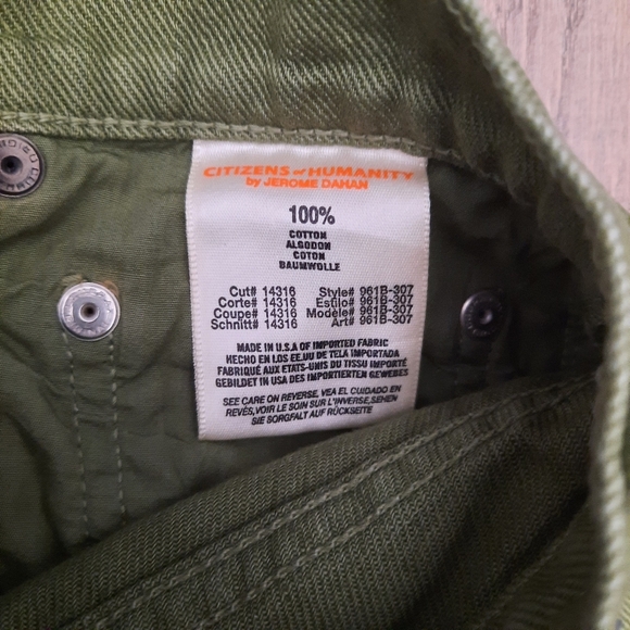 Citizens of Humanity Frayed Green Denim Shorts - Picture 8 of 12